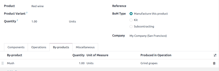 Exemplo de subproduto no LM.