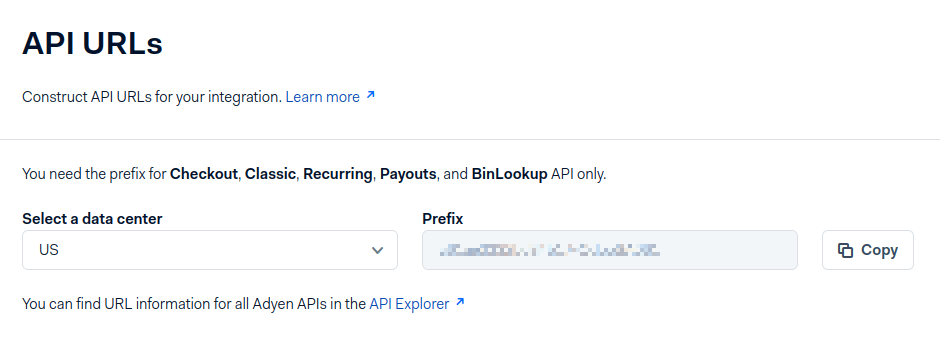 复制 Adyen API 的字首